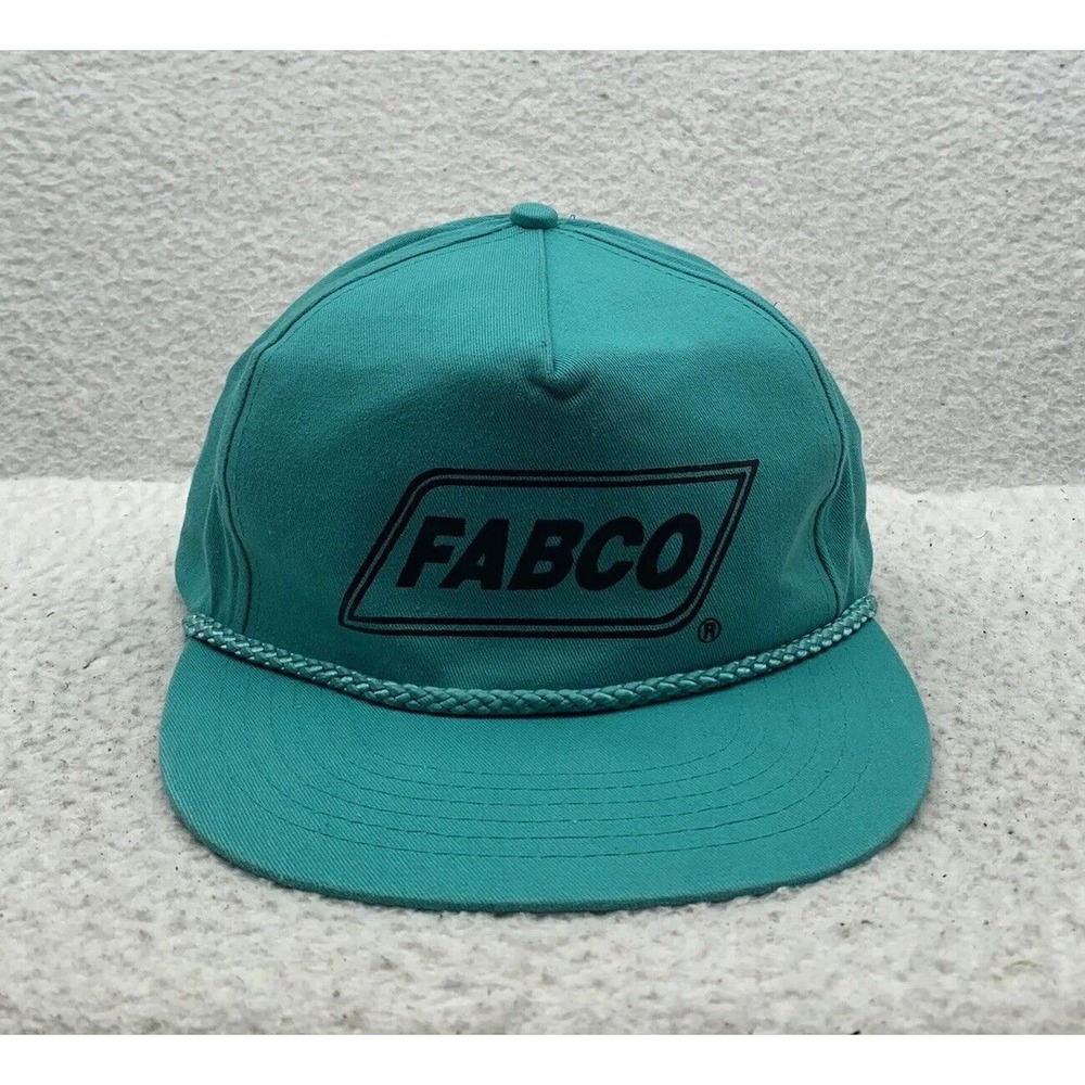 VTG Fabco Blockhead Snapback Rope Turquoise Teal Retro 80s 90s Grandpacore‎ Dad